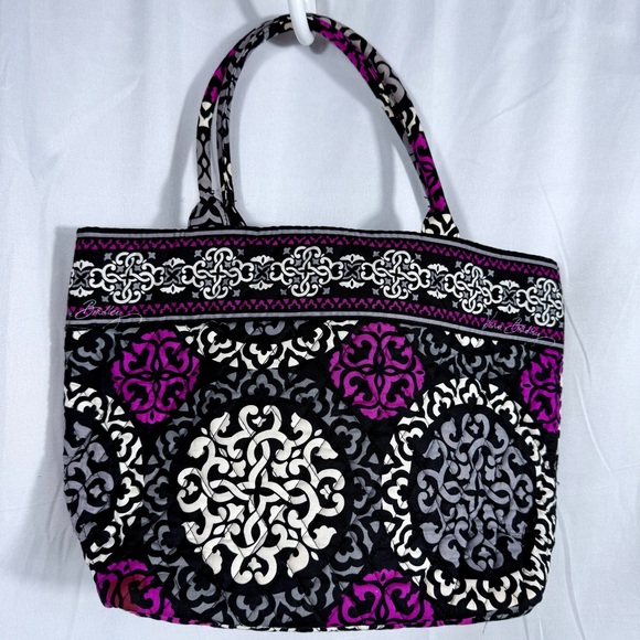 Vera Bradley Elegant Black and Pink Patterned Tote Bag - Picture 2 of 7